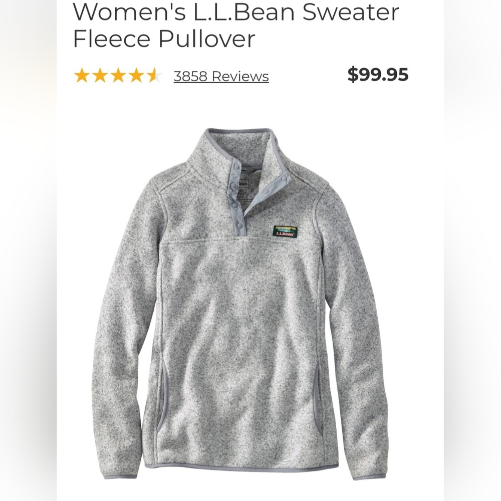 L.L. Bean Womens Light Gray Zip-Up Sweater